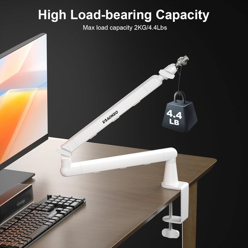 Aokeo Microphone Arm, AK-55 Desk Low Profile Adjustable Mic Boom Arm Stand,Suitable For Blue Yeti,Snowball iCE, HyperX QuadCast,SoloCast,Elgato Wave,Etc - Image 4